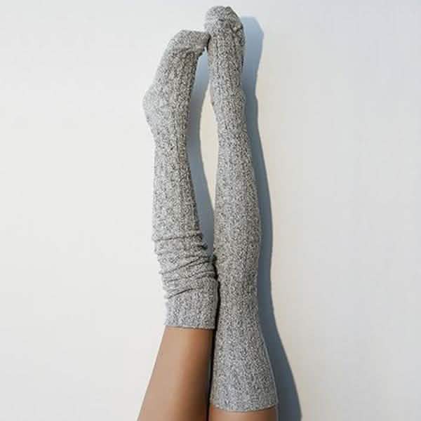 Women's Fashion Solid Color Socks Light Gray Women's Socks & Hosiery - Tophatter Daily Deals