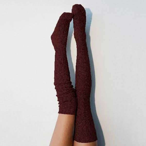 Women's Fashion Solid Color Socks Wine Red Women's Socks & Hosiery - Tophatter Daily Deals