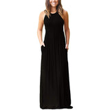 Women's Fashion Summer Sleeveless Racerback Loose Plain Maxi Dresses Black Women's Dresses - Tophatter Daily Deals