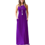 Women's Fashion Summer Sleeveless Racerback Loose Plain Maxi Dresses Purple Women's Dresses - Tophatter Daily Deals