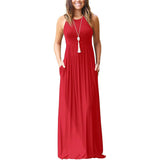 Women's Fashion Summer Sleeveless Racerback Loose Plain Maxi Dresses Red Women's Dresses - Tophatter Daily Deals