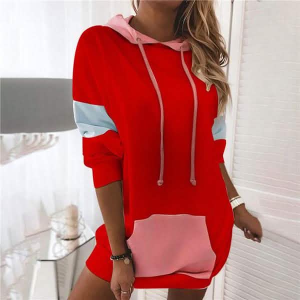 Women's Fashion Warm Loose Pullover Dress Red Women's Dresses - Tophatter Daily Deals