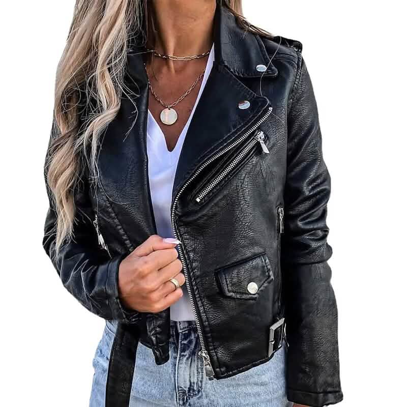 Women's Faux Modern Street Style Leather Jacket Women's Outerwear - Tophatter Daily Deals