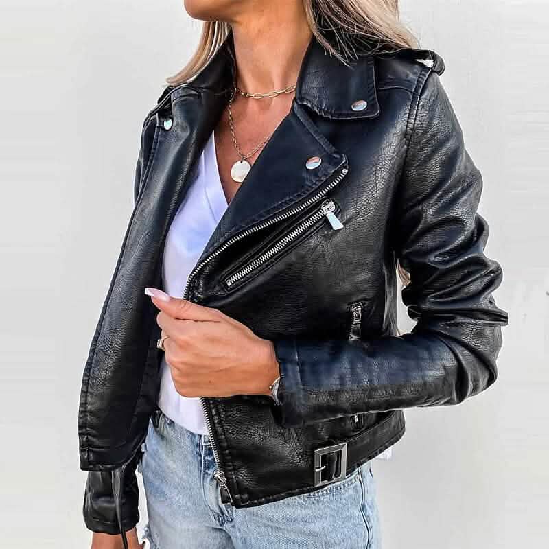 Women's Faux Modern Street Style Leather Jacket Women's Outerwear - Tophatter Daily Deals