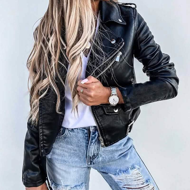 Women's Faux Modern Street Style Leather Jacket Women's Outerwear - Tophatter Daily Deals
