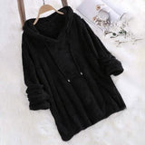 Women's Fleece Hoodie Solid Color Long Sleeve Sweatshirt Black Women's Tops - Tophatter Daily Deals