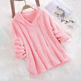 Women's Fleece Hoodie Solid Color Long Sleeve Sweatshirt Pink Women's Tops - Tophatter Daily Deals