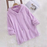 Women's Fleece Hoodie Solid Color Long Sleeve Sweatshirt Purple Women's Tops - Tophatter Daily Deals