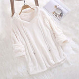 Women's Fleece Hoodie Solid Color Long Sleeve Sweatshirt White Women's Tops - Tophatter Daily Deals