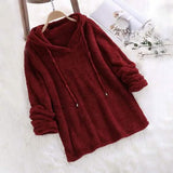 Women's Fleece Hoodie Solid Color Long Sleeve Sweatshirt Wine Red Women's Tops - Tophatter Daily Deals