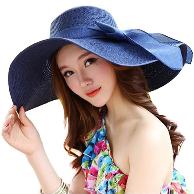 Women's Floppy Wide Brim Beach Hat Navy Hats - Tophatter Daily Deals