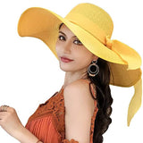 Women's Floppy Wide Brim Beach Hat Yellow Hats - Tophatter Daily Deals