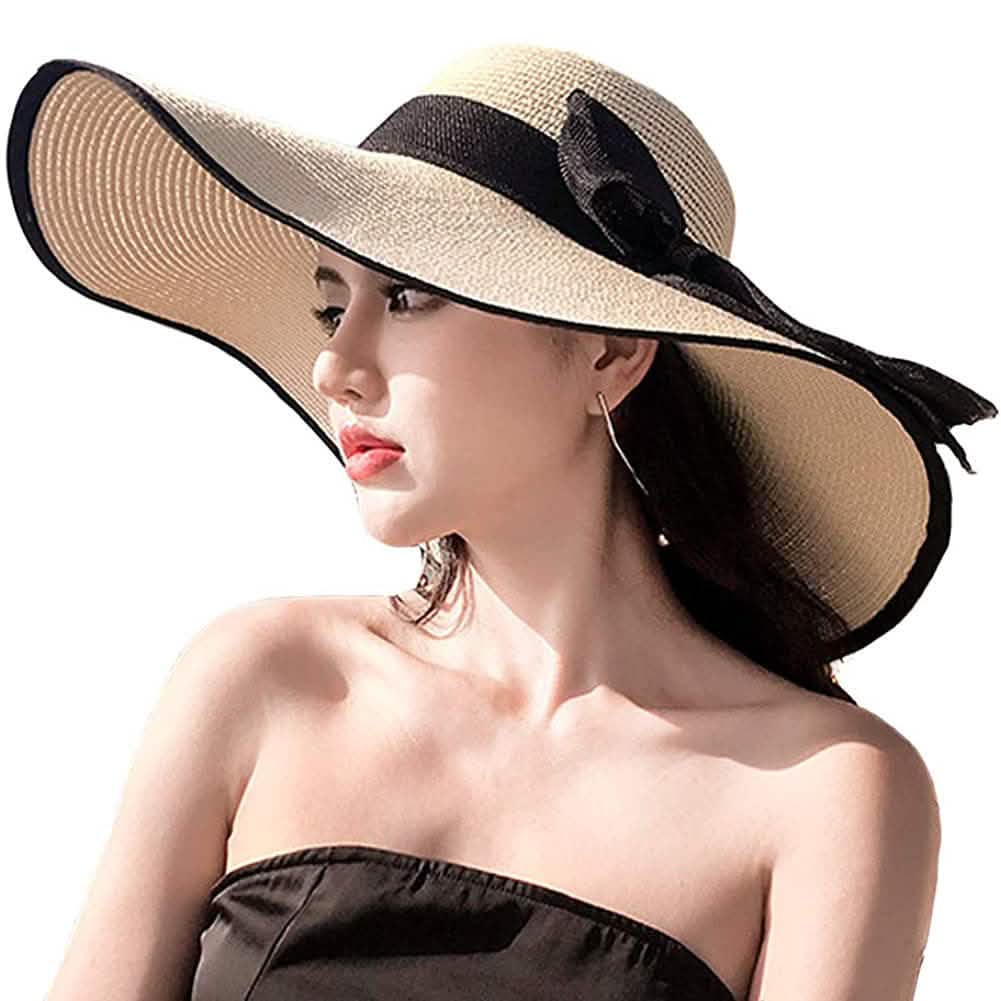 Women's Foldable Floppy Hat Beige Hats - Tophatter Daily Deals