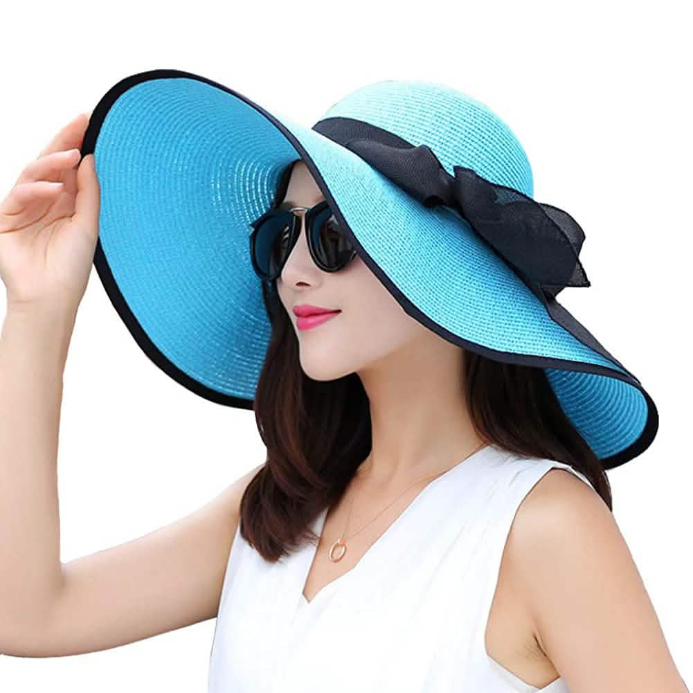 Women's Foldable Floppy Hat Blue Hats - Tophatter Daily Deals