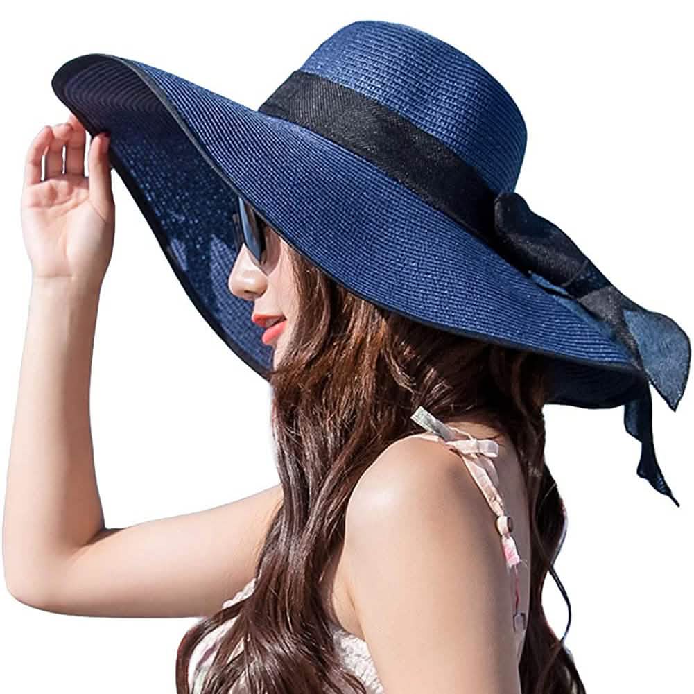 Women's Foldable Floppy Hat Navy Hats - Tophatter Daily Deals