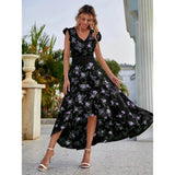 Women's Full Body Floral Print High Low Hem A-Line Dress Women's Dresses - Tophatter Daily Deals
