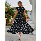 Women's Full Body Floral Print High Low Hem A-Line Dress Women's Dresses - Tophatter Daily Deals