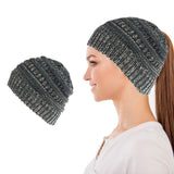 Women's Fun Warm Winter Ponytail Beanie Hat Cap Gray Hats - Tophatter Daily Deals