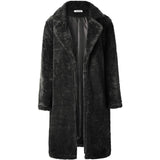 Women's Fuzzy Fleece Lapel Open Front Long Cardigan Coat Black Women's Outerwear - Tophatter Daily Deals