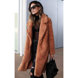 Women's Fuzzy Fleece Lapel Open Front Long Cardigan Coat Women's Outerwear - Tophatter Daily Deals