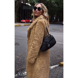 Women's Fuzzy Fleece Lapel Open Front Long Cardigan Coat Women's Outerwear - Tophatter Daily Deals