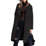 Women's Fuzzy Fleece Lapel Open Front Long Cardigan Coat Women's Outerwear - Tophatter Daily Deals