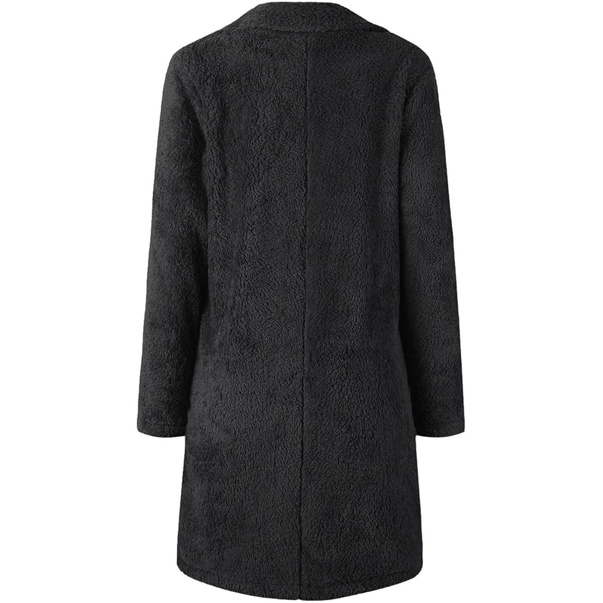 Women's Fuzzy Fleece Lapel Open Front Long Cardigan Coat Women's Outerwear - Tophatter Daily Deals