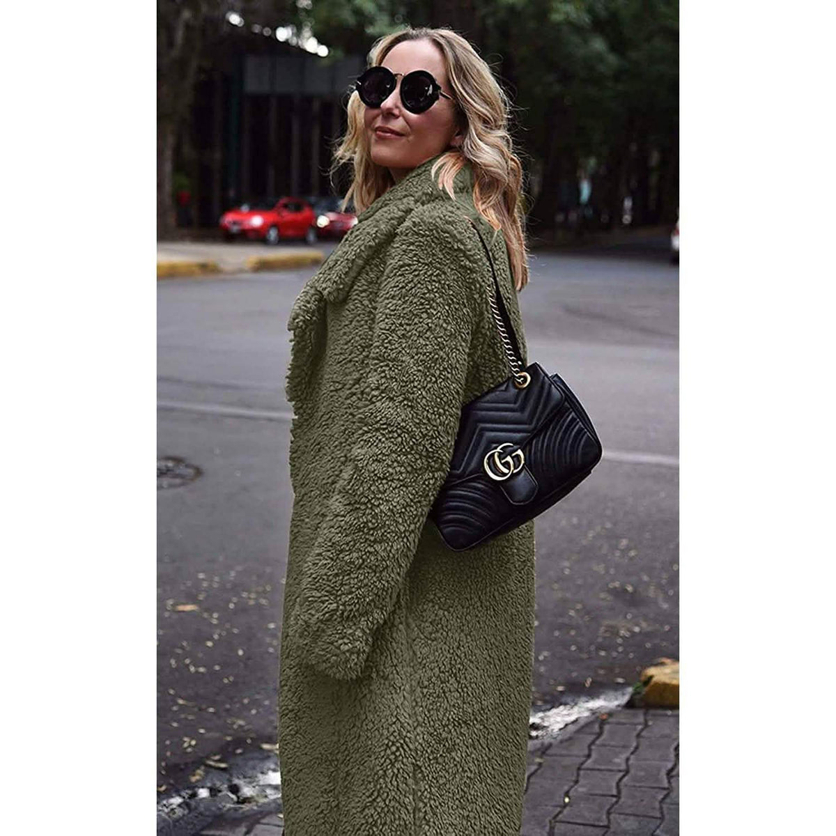 Women's Fuzzy Fleece Lapel Open Front Long Cardigan Coat Women's Outerwear - Tophatter Daily Deals