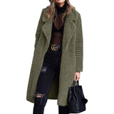 Women's Fuzzy Fleece Lapel Open Front Long Cardigan Coat Women's Outerwear - Tophatter Daily Deals