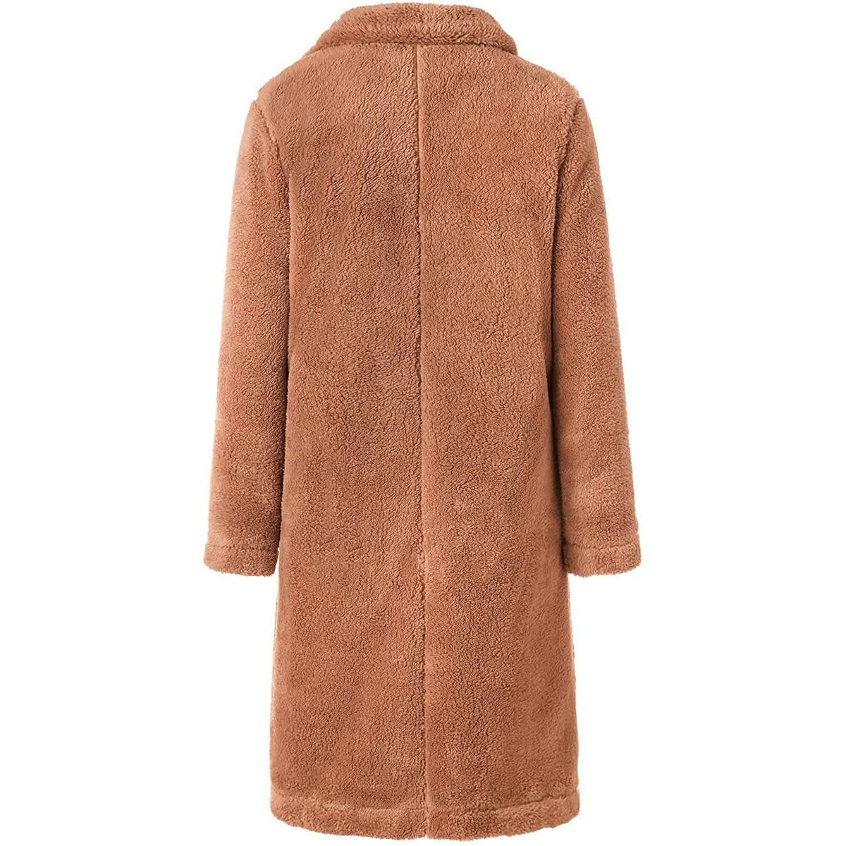 Women's Fuzzy Fleece Lapel Open Front Long Cardigan Coat Women's Outerwear - Tophatter Daily Deals