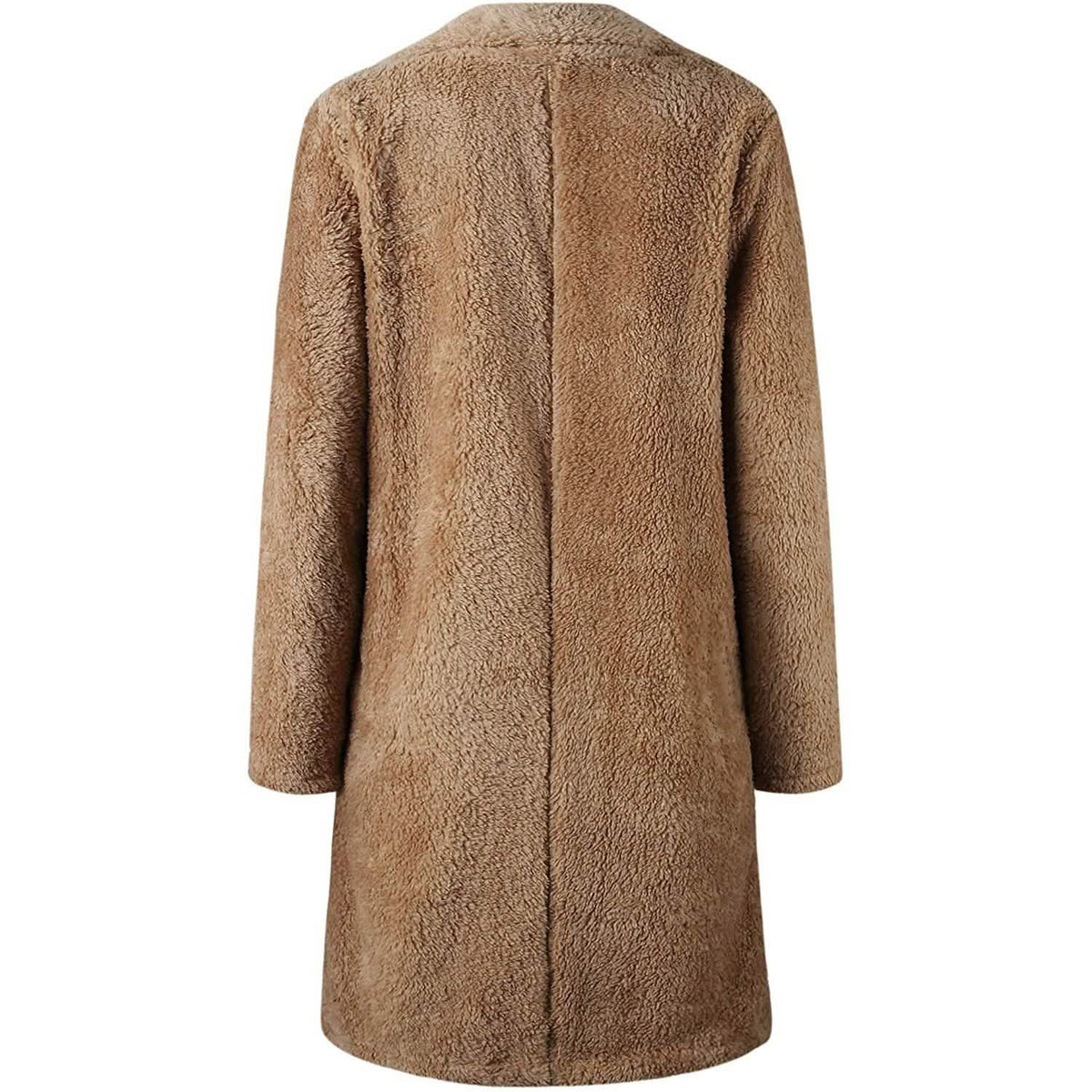Women's Fuzzy Fleece Lapel Open Front Long Cardigan Coat Women's Outerwear - Tophatter Daily Deals