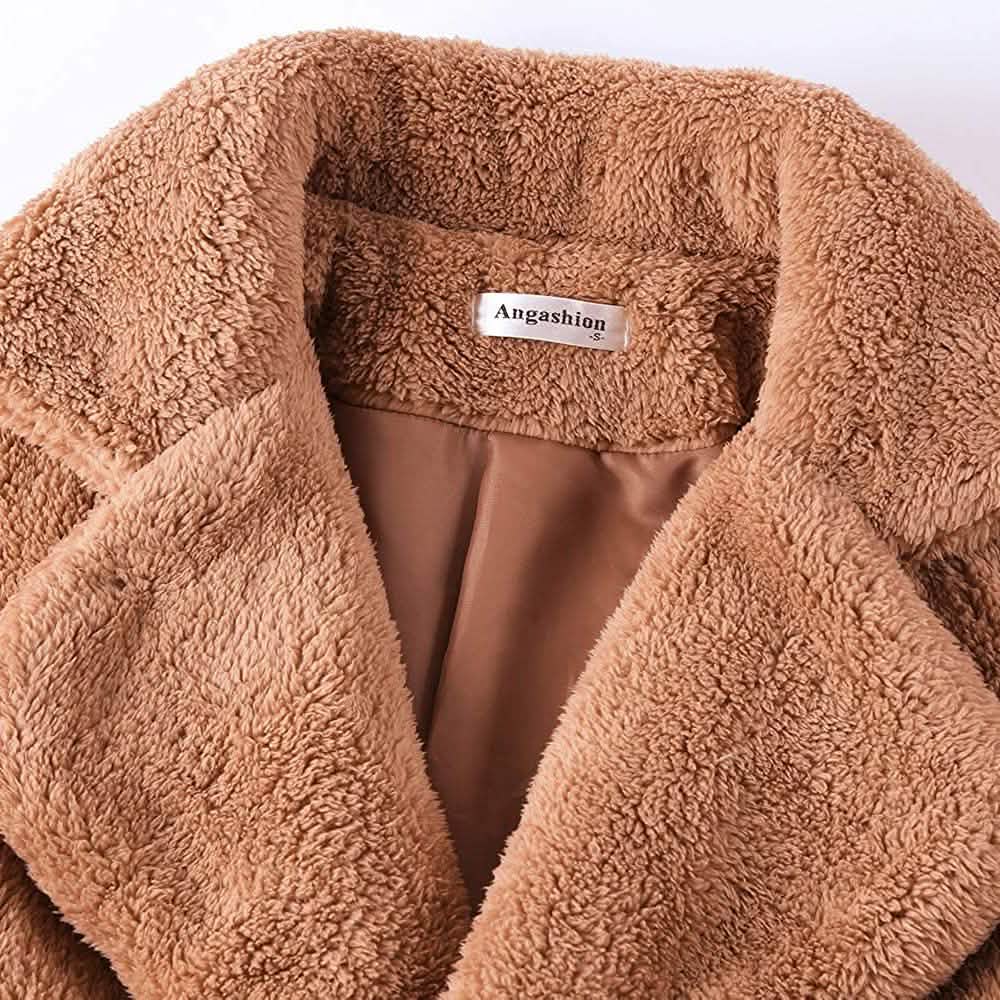 Women's Fuzzy Fleece Lapel Open Front Long Cardigan Coat Women's Outerwear - Tophatter Daily Deals