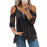 Women's Half Sleeve V Neck Sexy Top Black Women's Tops - Tophatter Daily Deals