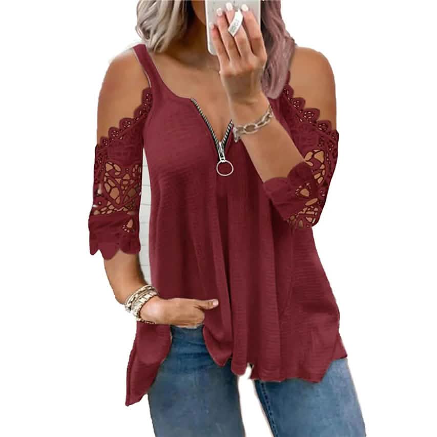 Women's Half Sleeve V Neck Sexy Top Red Women's Tops - Tophatter Daily Deals