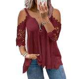 Women's Half Sleeve V Neck Sexy Top Red Women's Tops - Tophatter Daily Deals