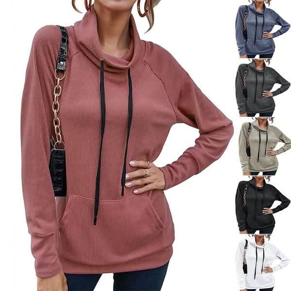 Women's High Collar Long Sleeve Lace Loose Pullover Top Hoodie Women's Tops - Tophatter Daily Deals