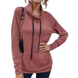 Women's High Collar Long Sleeve Lace Loose Pullover Top Hoodie Red Women's Tops - Tophatter Daily Deals