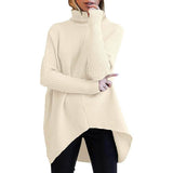 Women's High Neck Long Sweater Apricot Women's Tops - Tophatter Daily Deals