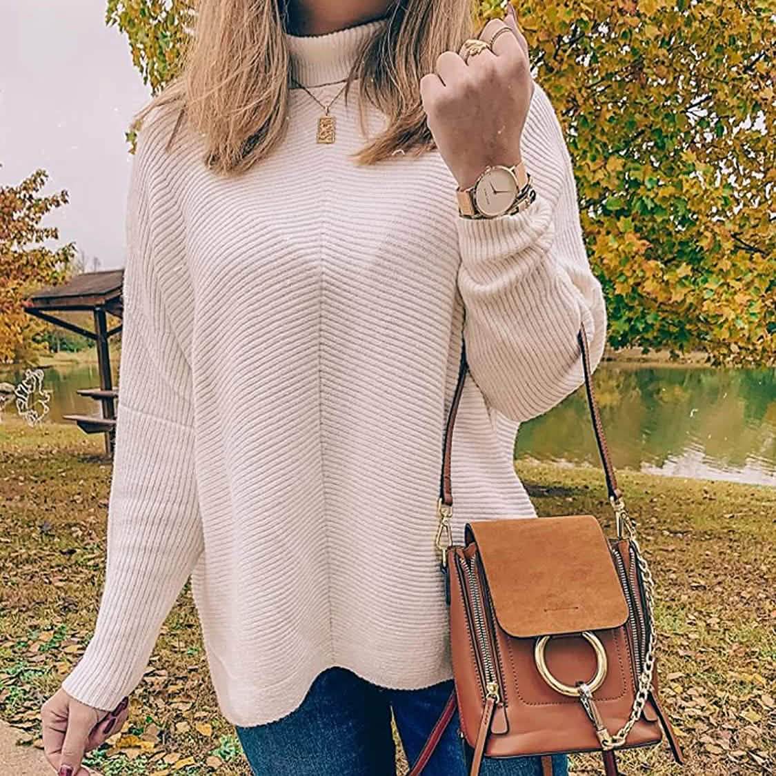 Women's High Neck Long Sweater Women's Tops - Tophatter Daily Deals
