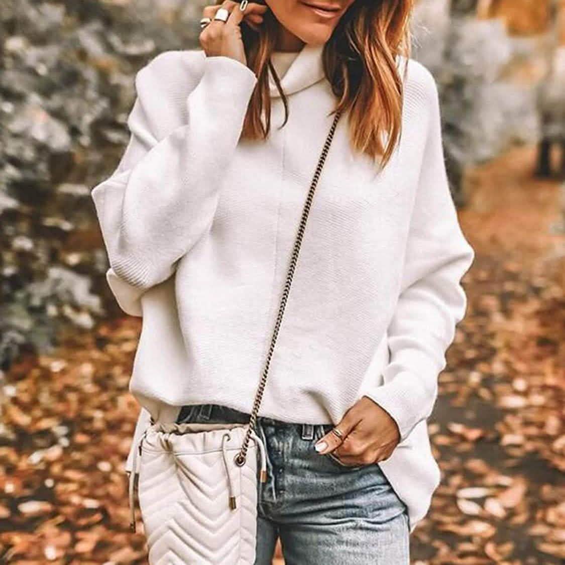 Women's High Neck Long Sweater Women's Tops - Tophatter Daily Deals