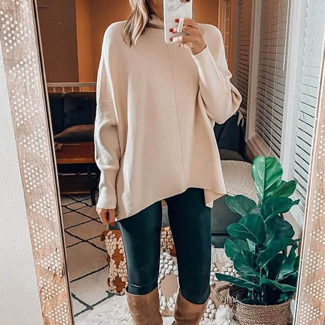Women's High Neck Long Sweater Women's Tops - Tophatter Daily Deals