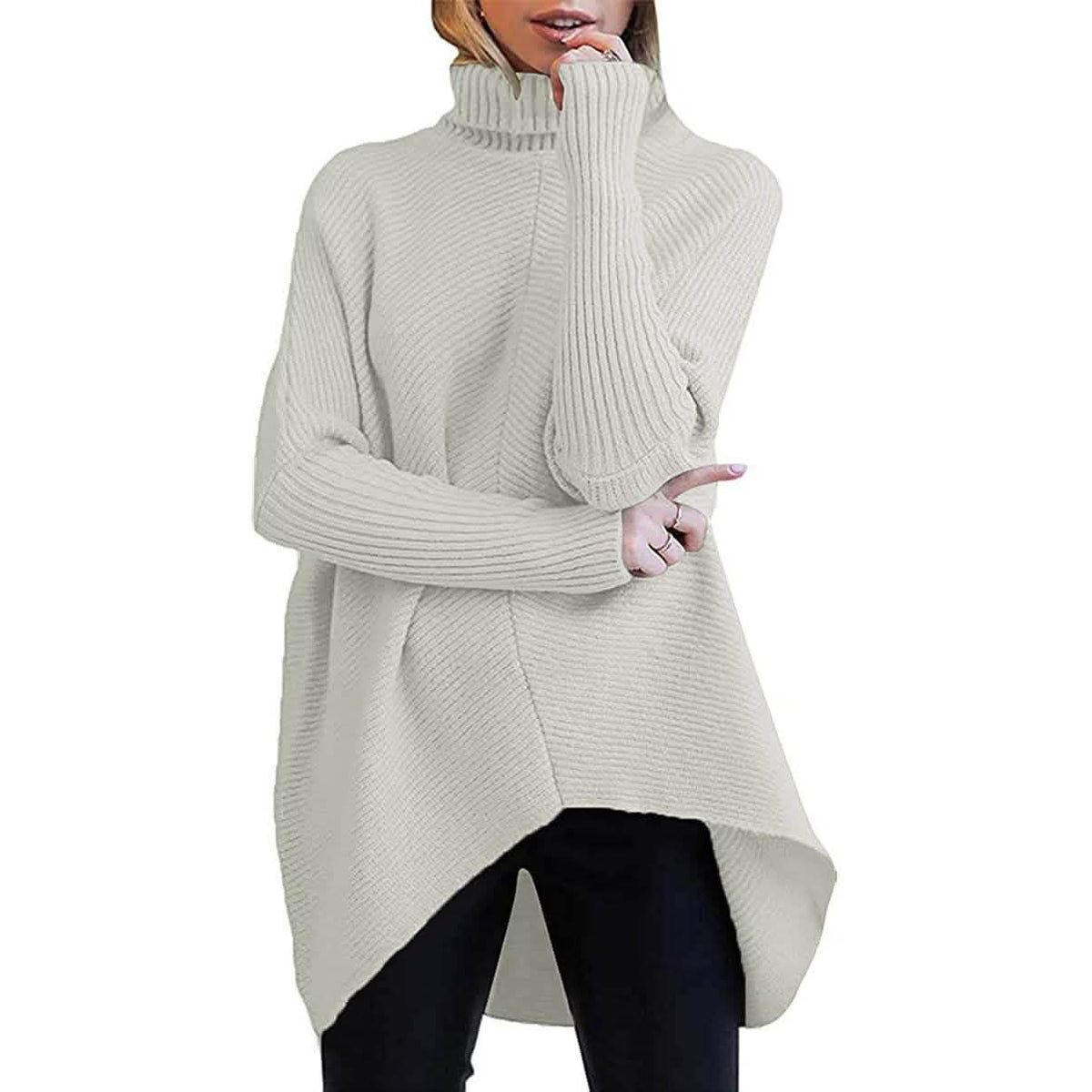 Women's High Neck Long Sweater Gray Women's Tops - Tophatter Daily Deals
