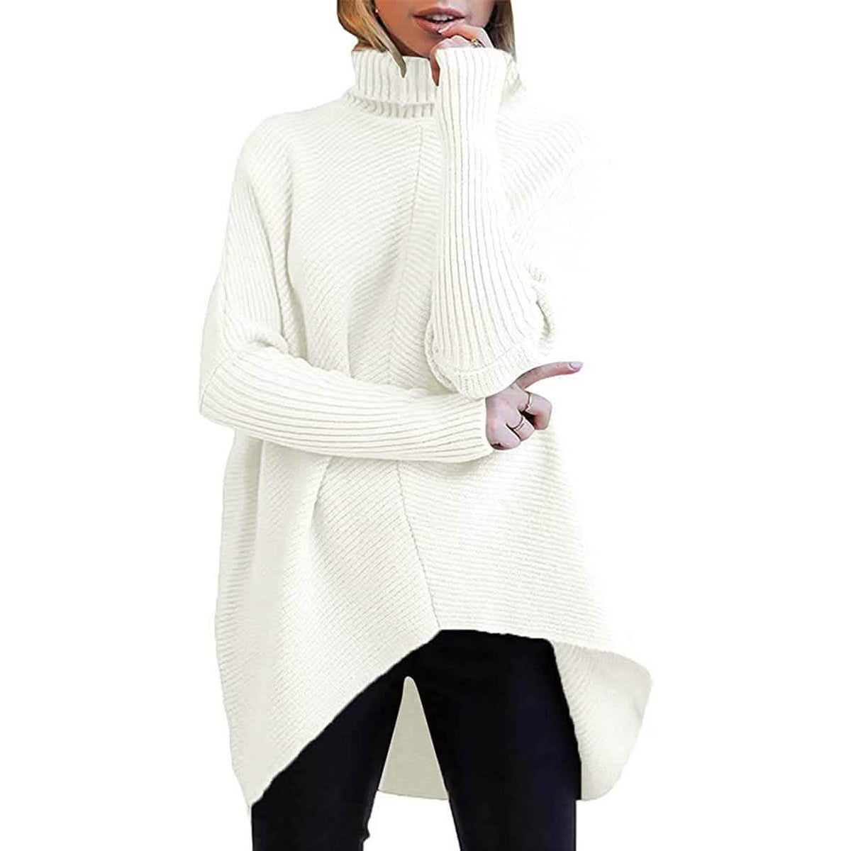 Women's High Neck Long Sweater White Women's Tops - Tophatter Daily Deals