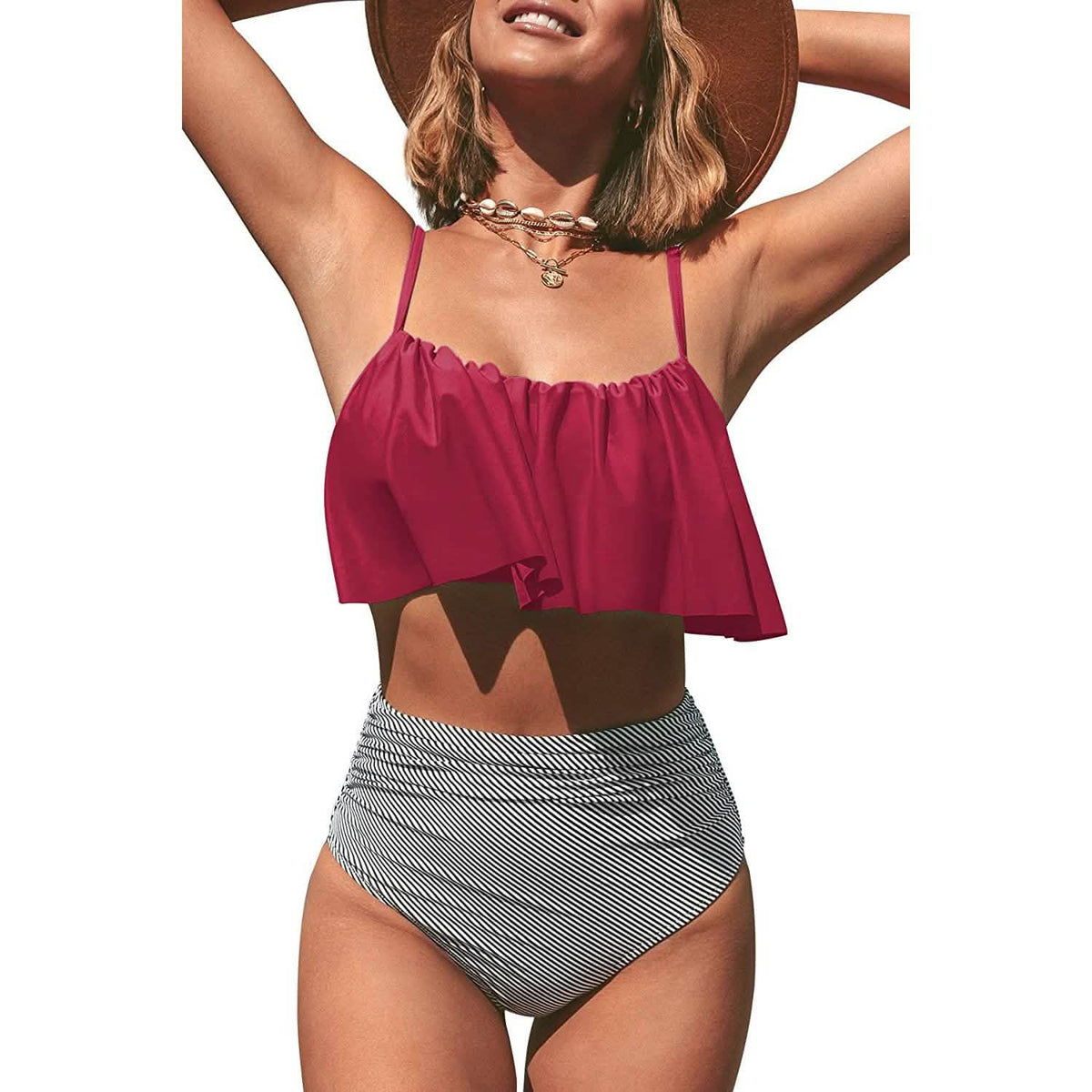 Women's High Waisted Falbala Bikini Set Women's Swimwear - Tophatter Daily Deals