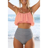 Women's High Waisted Falbala Bikini Set Women's Swimwear - Tophatter Daily Deals