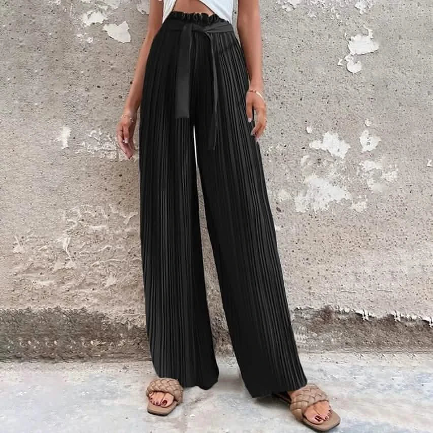 Women's High-Waisted Straight-Leg Strappy Pants Black Women's Bottoms - Tophatter Daily Deals