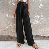 Women's High-Waisted Straight-Leg Strappy Pants Black Women's Bottoms - Tophatter Daily Deals
