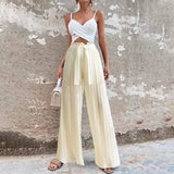 Women's High-Waisted Straight-Leg Strappy Pants Women's Bottoms - Tophatter Daily Deals