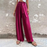 Women's High-Waisted Straight-Leg Strappy Pants Fuchsia Women's Bottoms - Tophatter Daily Deals