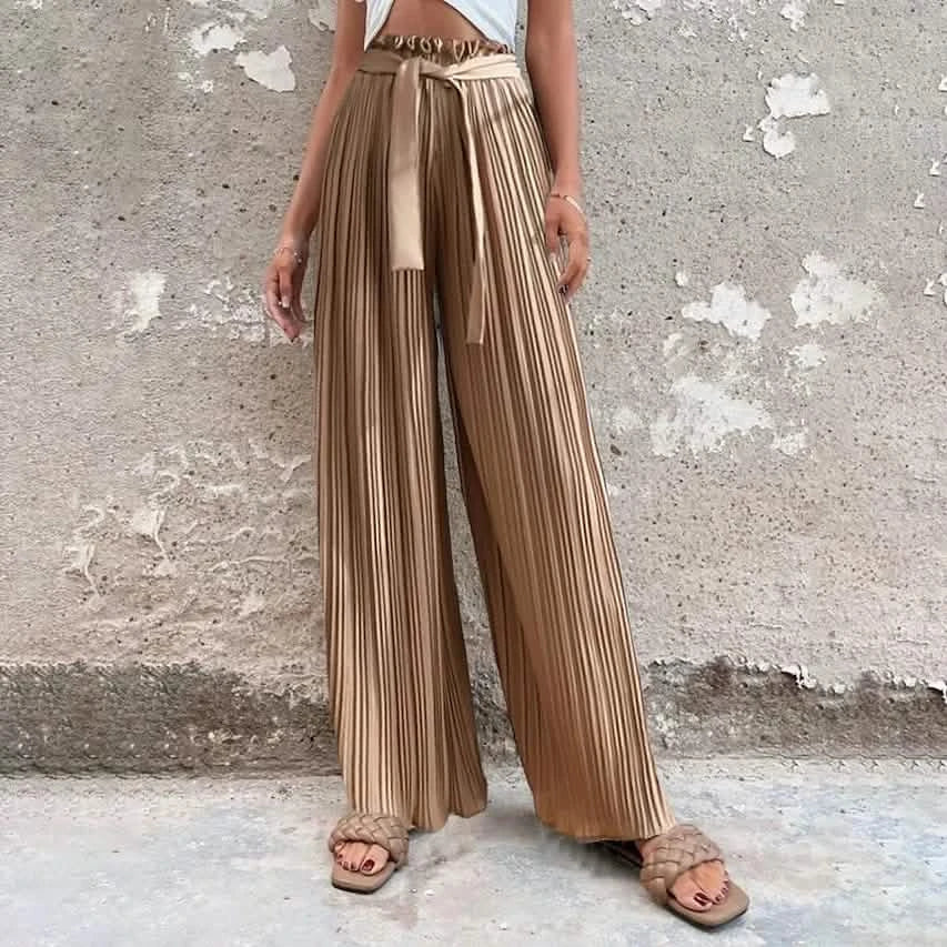 Women's High-Waisted Straight-Leg Strappy Pants Khaki Women's Bottoms - Tophatter Daily Deals